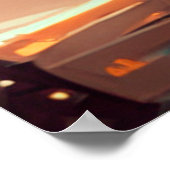 未来の都市で方向転換をする女性 ポスター (角)