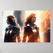 未来の都市のビジネス女性 ポスター (正面)