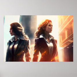 未来の都市のビジネス女性 ポスター