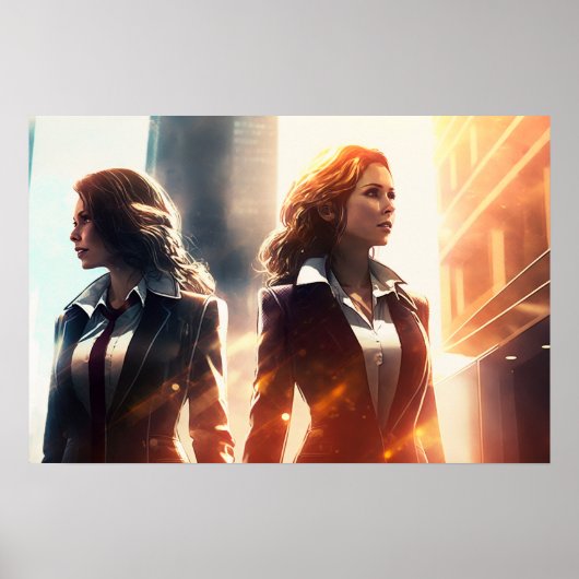 未来の都市のビジネス女性 ポスター (正面)