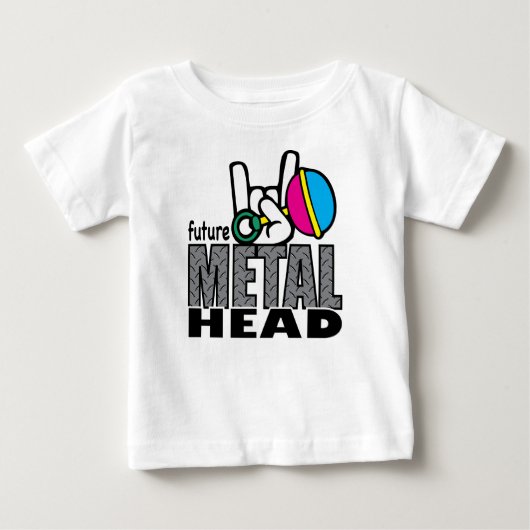未来の金属の頭部の~のグラフィックのティー ベビーTシャツ (正面)