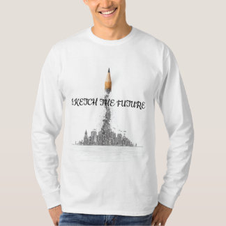 未来の鉛筆をスケッチするCity Skyline Tee Tシャツ