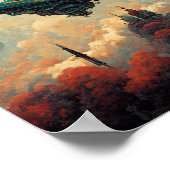 未来の飛行船Sci-Fiアートポスター ポスター (角)