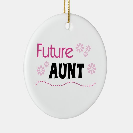 未来の黒とピンクのTシャツと贈り物の叔母 セラミックオーナメント (右)