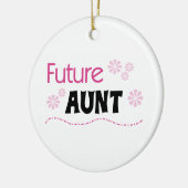 未来の黒とピンクのTシャツと贈り物の叔母 セラミックオーナメント (左)