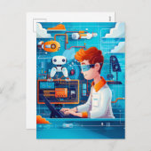 未来のAIとロボット工学の夢子供へ シーズンポストカード (正面/裏面)