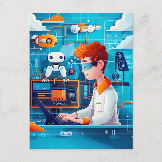 未来のAIとロボット工学の夢子供へ シーズンポストカード (正面)