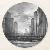 未来のBWの方に見る都市-シカゴ、IL - ラウンドペーパーコースター (正面)