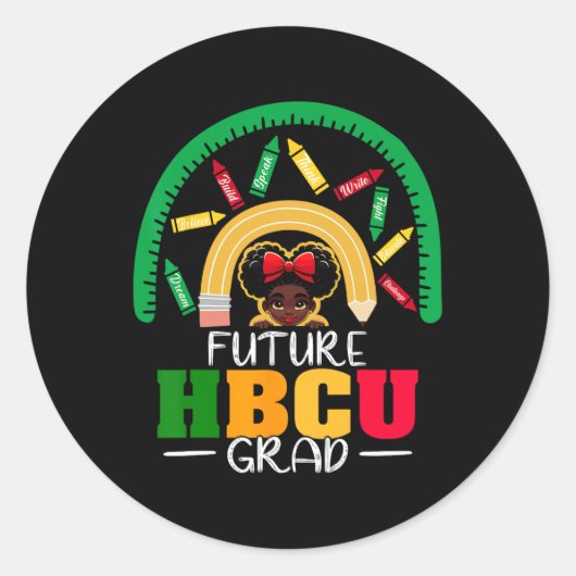 未来のHbcuグラッドブラックガール卒業Hbcu 2 ラウンドシール (正面)