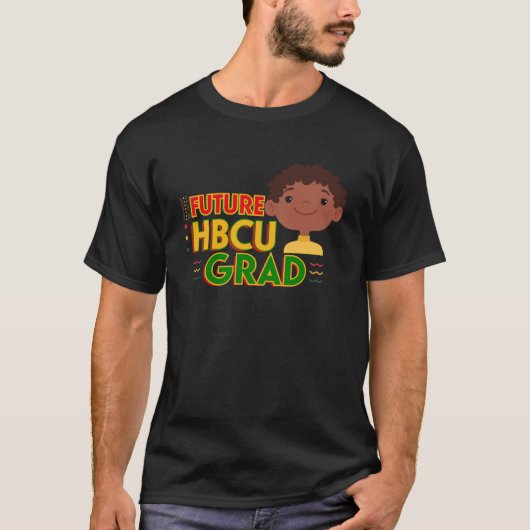 未来のHBCUグラードキュートボーイアフリカンアメリカンブラックH Tシャツ (正面)