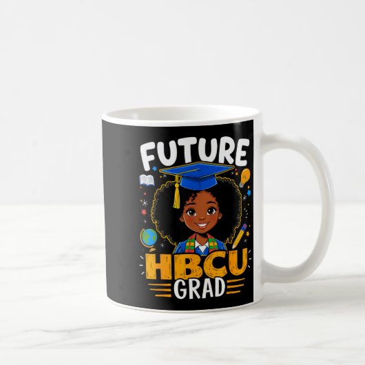 未来のHBCU卒業生 子供 黒人の女の子 アフロ ブラックヒストリー コーヒーマグカップ (右)