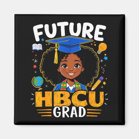 未来のHBCU卒業生 子供 黒人女性 アフロ ブラックヒストリー マグネット (正面)