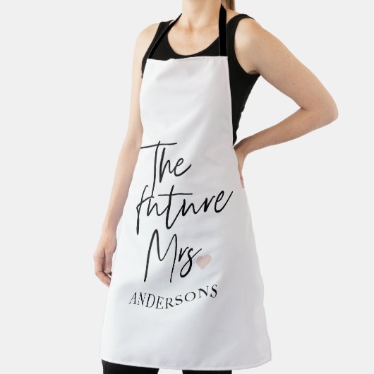 未来のMrs.とあなたの名前 | 現代の美しさのギフト エプロン (インサイチュ)