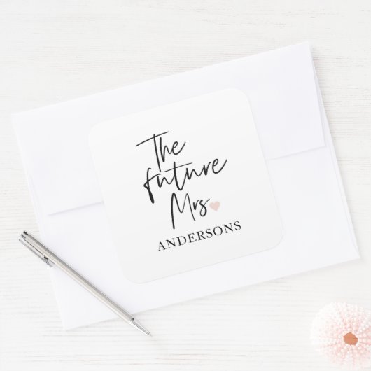 未来のMrs.とあなたの名前 | 現代の美しさのギフト スクエアシール (封筒)