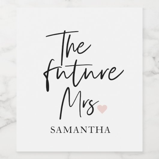 未来のMrs.とあなたの名前 | 現代の美しさのギフト ワインラベル (シングルラベル)
