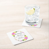 未来のMrs.のためのバタフライキス ブライダルシャワー スクエアペーパーコースター (インサイチュ)