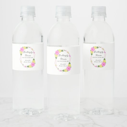 未来のMrs.のためのバタフライキス ブライダルシャワー ペットボトルラベル (ボトル)