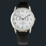 未来のMrs. モダン ブライダルシャワー 腕時計<br><div class="desc">エレガントでモダンなウェディングウォッチやブライズシャワーのギフトに最適なこの時計は、ミニマリストスタイルを体現するシンプルなモノクロのテキストデザインが特徴です。イニシャルやモノグラムを加えることで、完全に自分だけの特別な時計にすることができます。</div>