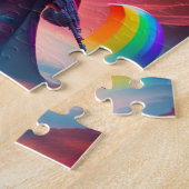 未来のSci-Fi宇宙飛行士のネオン猫 ジグソーパズル (側面)