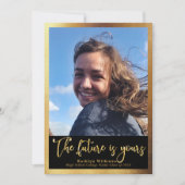 未来はあなたの金ゴールドスクリプト4写真の卒業 案内状 (正面)