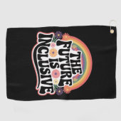 未来はインクルーシブ・レインボーLGBTQ国旗のゲイ ゴルフタオル (横)