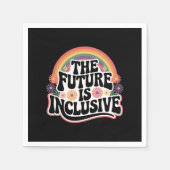 未来はインクルーシブ・レインボーLGBTQ国旗のゲイ スタンダードカクテルナプキン (正面)