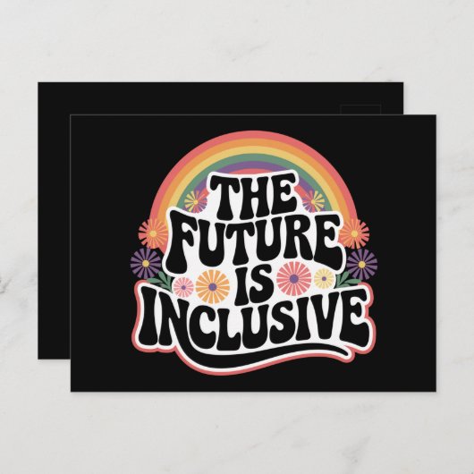 未来はインクルーシブ・レインボーLGBTQ国旗のゲイ ポストカード (正面/裏面)