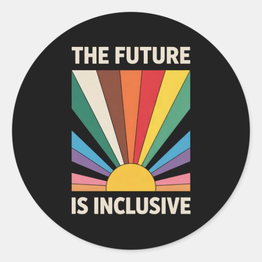 未来はインクルーシブLGBTQプライドアリー・レインボー ラウンドシール (正面)