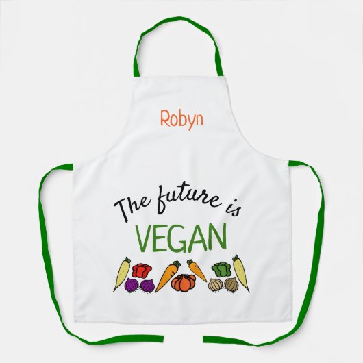 未来はビーガンと野菜とあなたの名前 エプロン (正面)