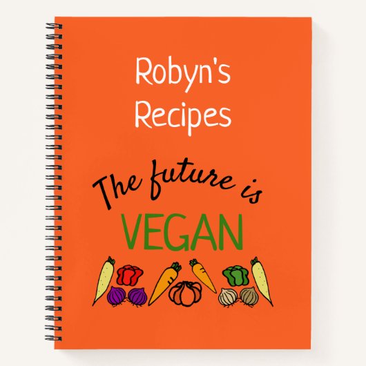 未来はビーガン。野菜。名前のレシピ ノートブック (正面)
