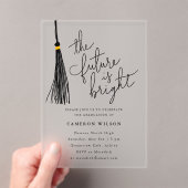 未来はブライト・ブラック・タッセル卒業パーティー アクリル招待状 (インサイチュ (ポータブル))