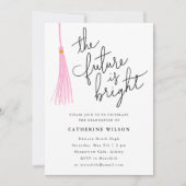 未来はライトピンクの卒業式パーティー 招待状 (正面)