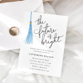 未来はライトブルーの卒業式パーティー 招待状