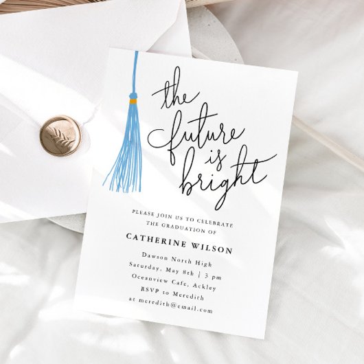 未来はライトブルーの卒業式パーティー 招待状