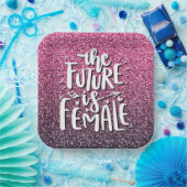 未来は女子グリッターカスタムタイポグラフィ ペーパープレート (パーティー)