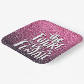 未来は女子グリッターカスタムタイポグラフィ ペーパープレート (傾斜あり)