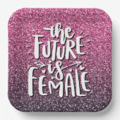 未来は女子グリッターカスタムタイポグラフィ ペーパープレート (正面)