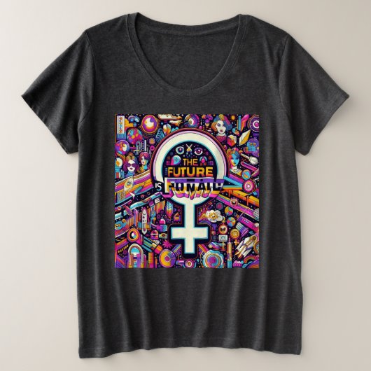 未来は女性プラスサイズの基本 プラスサイズTシャツ (デザイン正面)