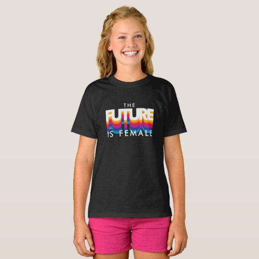 未来は女性 | レトロ80年代風レタリング Tシャツ (正面フル)