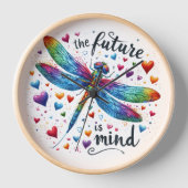 未来は心 – レインボードラゴンフライ 壁時計 (正面)