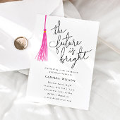 未来は明るいピンクのタッセル卒業パーティー 招待状