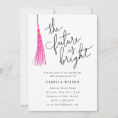未来は明るいピンクのタッセル卒業パーティー 招待状 (正面)