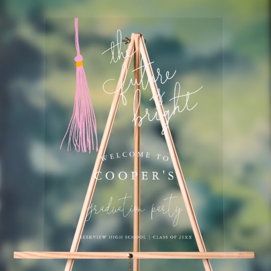 未来は明るいライトピンクタッセルグラードパーティー標識 アクリルサイン (ニュートラル)