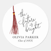 未来は明るい卒業マルーン・タッセル ラウンドシール (正面)