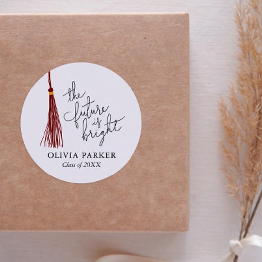 未来は明るい卒業マルーン・タッセル ラウンドシール