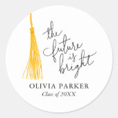 未来は明るい卒業式イエロータッセル ラウンドシール (正面)