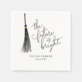 未来は明るい卒業式ブラックタッセル スタンダードカクテルナプキン