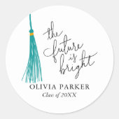 未来は明るい引用文卒業グリーンタッセル ラウンドシール (正面)