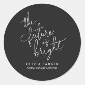 未来は明るい引用文卒業 ラウンドシール (正面)