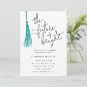 未来は明るい緑のタッセル卒業パーティー 招待状 (スタンド正面)